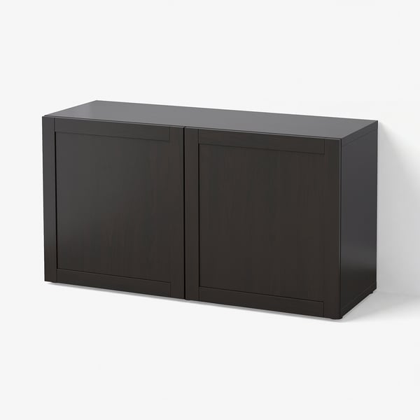 BESTÅ Estantería con puertas, negro-marrón/Hanviken negro-marrón, 47 1/4x16 1/2x25 1/4 "