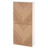BESTÅ Gabinete de pared+2 puertas, blanco/Hedeviken chapa de roble, 23 5/8x8 5/8x50 3/8 "