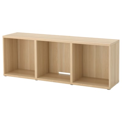 BESTÅ Mueble para TV, efecto de roble teñido en blanco, 70 7/8x15 3/4x25 1/4 "