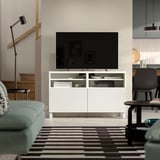 BESTÅ Mueble para TV+puertas, blanco/Förvaltare blanco, 47 1/4x16 1/2x29 1/8 "