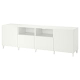 BESTÅ Mueble para TV+puertas+cajones, blanco/Sutterviken/Kabbarp blanco, 94 1/2x16 1/2x29 1/8 "