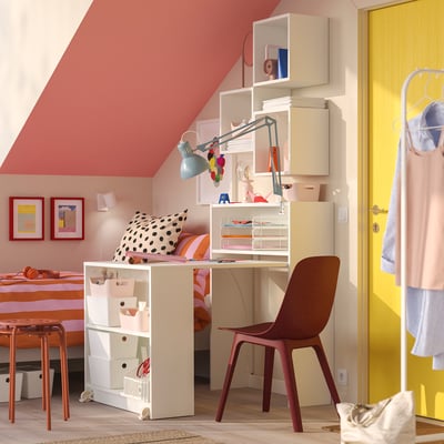 BILLY / EKET Combinación librero+mesa plegable, blanco, 31 1/2x41 3/4 "