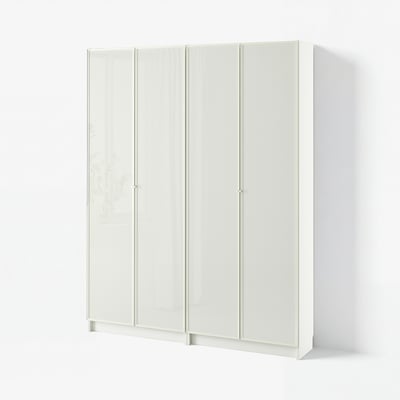 BILLY / HÖGBO Comb librero+puertas de vidrio, blanco, 63x79 1/2 "