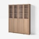 BILLY / OXBERG Comb librero+panel/puerta vidrio, efecto de roble, 63x79 1/2 "