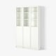 BILLY / OXBERG Librero con panel/puertas vidrio, blanco/vidrio, 47 1/4x11 3/4x79 1/2 "