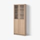BILLY / OXBERG Librero con panel/puertas vidrio, efecto de roble, 31 1/2x11 3/4x79 1/2 "