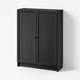 BILLY / OXBERG Librero con puertas, negro efecto de roble, 31 1/2x11 3/4x41 3/4 "