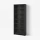 BILLY / OXBERG Librero+puertas de vidrio, negro efecto de roble, 31 1/2x11 3/4x79 1/2 "