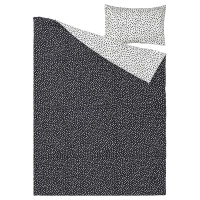 BJÖRKGRÅMAL Juego de edredón, negro blanco/lunares, Twin/Twin extra largo