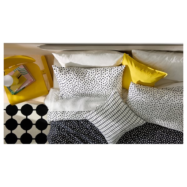 BJÖRKGRÅMAL Juego de edredón, negro blanco/lunares, Twin/Twin extra largo