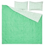 BJÖRKGRÅMAL Juego de edredón, verde blanco/lunares, Tamaño full/queen