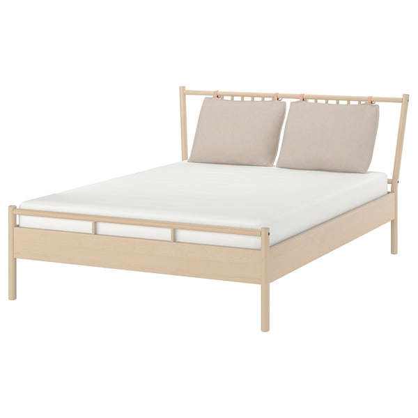 BJÖRKSNÄS Base de cama, abedul/chapa de abedul, Tamaño queen