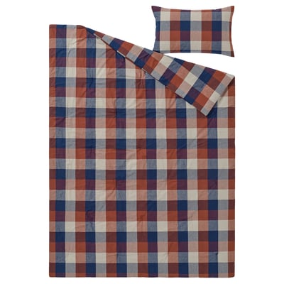 BLÅSENAP Juego de edredón, multicolor/a cuadros, Twin/Twin extra largo
