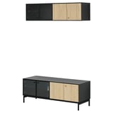 BOASTAD Combinación de almacenaje para TV, negro/chapa de roble, 47 3/4x16 5/8 "
