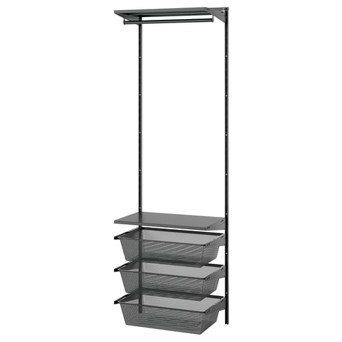 BOAXEL Combinación de armario, antracita/metal, 24 3/8x15 3/4x79 "