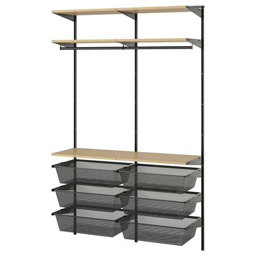 BOAXEL Combinación de armario, antracita/roble, 49 1/8x15 3/4x79 "