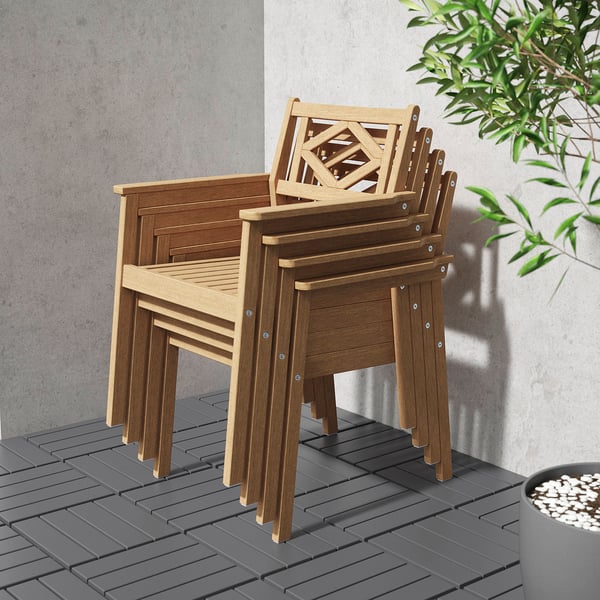 BONDHOLMEN Silla+reposabrazos, exterior, marrón