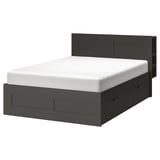 BRIMNES Armazón cama+almcn+cbcra, gris/Lönset, Tamaño King