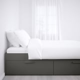 BRIMNES Armazón de cama+almacenaje, gris, Tamaño King