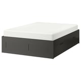 BRIMNES Armazón de cama+almacenaje, gris, Tamaño King