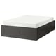 BRIMNES Armazón de cama+almacenaje, gris, Tamaño King