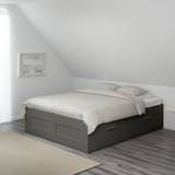 BRIMNES Armazón de cama+almacenaje, gris, Tamaño King