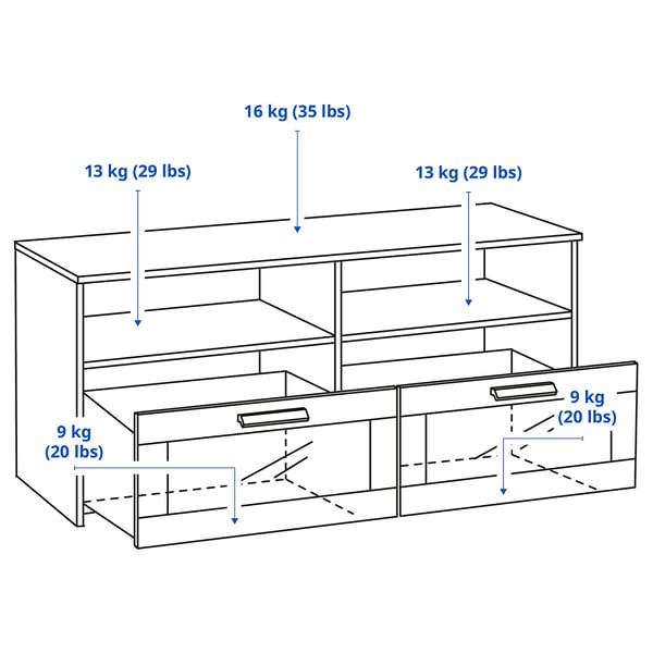 BRIMNES Banco para TV, blanco, 47 1/4x16 1/8x20 7/8 "
