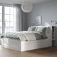 BRIMNES Base cama+almacenamiento+cabecera, blanco/Luröy, Tamaño full
