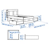 BRIMNES Base cama+almacenamiento+cabecera, negro/Lönset, Tamaño queen