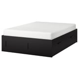 BRIMNES Base de cama+almacenamiento, negro, Tamaño queen