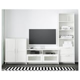 BRIMNES Combinación de almacenaje para TV, blanco, 101 5/8x16 1/8x74 3/4 "