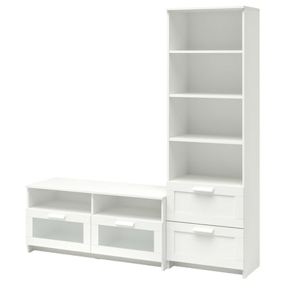 BRIMNES Combinación de almacenaje para TV, blanco, 70 7/8x16 1/8x74 3/4 "