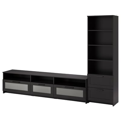 BRIMNES Combinación de almacenaje para TV, negro, 107 7/8x16 1/8x74 3/4 "