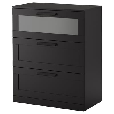 BRIMNES Cómoda de 3 cajones, negro, 30 3/4x37 3/8 "