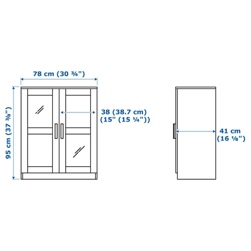 BRIMNES Gabinete+puertas, vidrio/blanco, 30 3/4x37 3/8 "