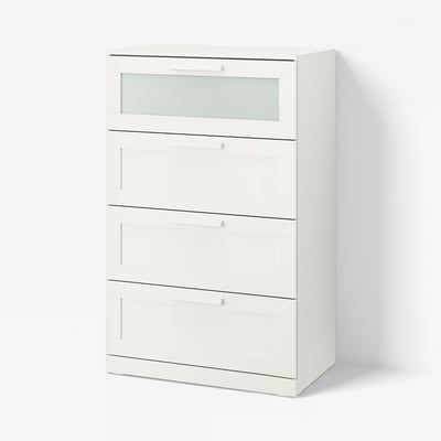 BRIMNES Gavetero de 4 cajones, blanco, 30 3/4x18 1/8x48 7/8 "