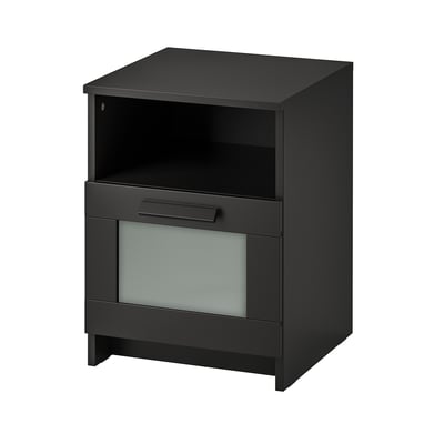 BRIMNES Mesa de noche, negro, 15 3/8x16 1/8 "