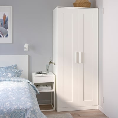 BRIMNES Ropero con 2 puertas, blanco, 30 3/4x74 3/4 "