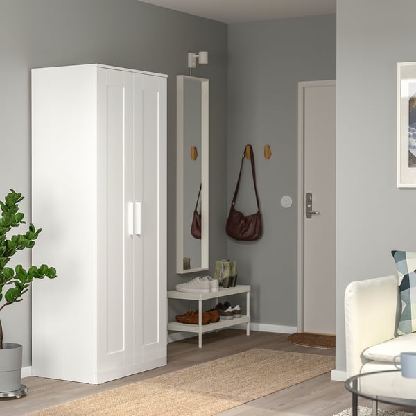 BRIMNES Ropero con 2 puertas, blanco, 30 3/4x74 3/4 "