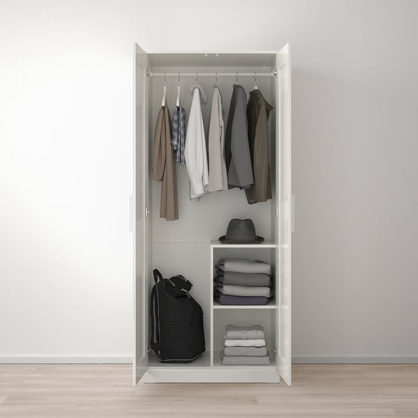 BRIMNES Ropero con 2 puertas, blanco, 30 3/4x74 3/4 "