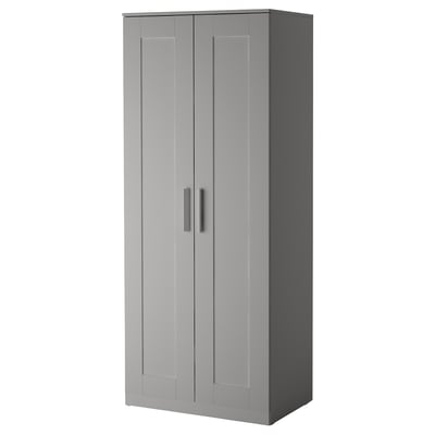 BRIMNES Ropero con 2 puertas, gris, 30 3/4x74 3/4 "