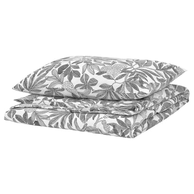 BROKDRACENA Funda nórdica+funda(s) de almohada, blanco/negro, Tamaño twin