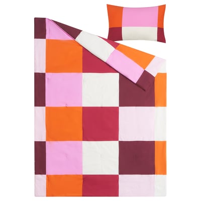 BRUNKRISSLA Juego de edredón, rosado, Twin/Twin extra largo