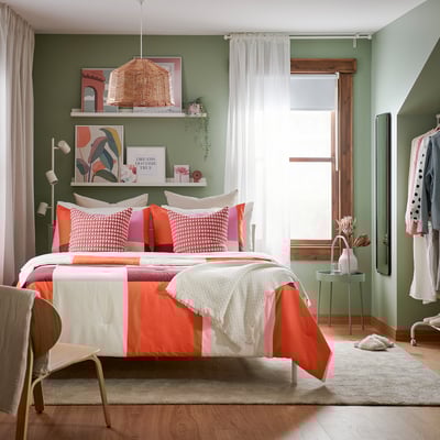 BRUNKRISSLA Juego de edredón, rosado, Tamaño full/queen