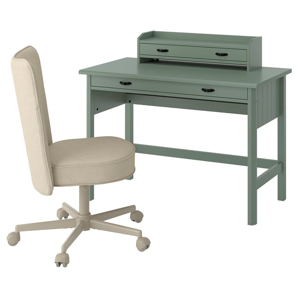 BRYTNING Escritorio+silla, verde/beige, 43 1/4x20 7/8 "