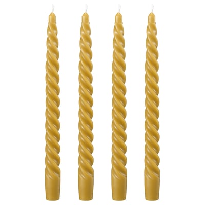 CONTORTATALL Vela candelabro sin aroma, retorcido/amarillo oscuro, 9 ¾ "
