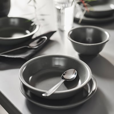 DAGGASTER Plato hondo, lunares/gris, 7 ½ "