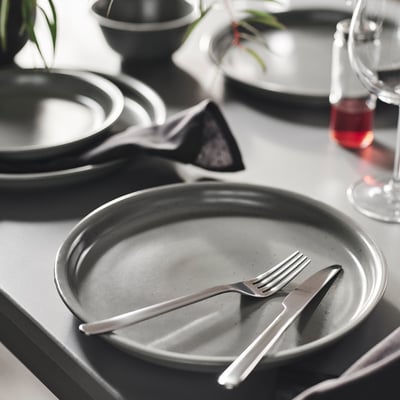 DAGGASTER Plato, lunares/gris, 10 "