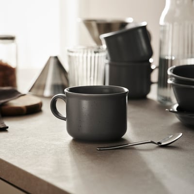 DAGGASTER Taza, lunares/gris, 14 oz