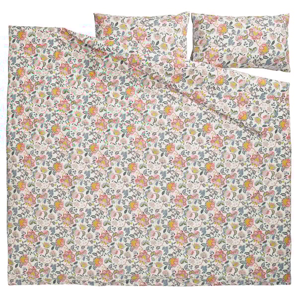 DAGGSALVIA Funda nórdica+funda(s) de almohada, multicolor/motivo floral, Tamaño Full/Queen (Doble/Queen)